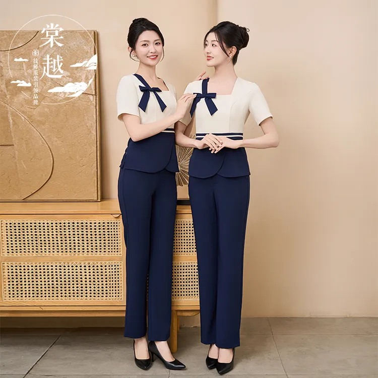 棠越修身显瘦足浴技师工作服按摩养生馆SPA沐足酒店商务套装9011