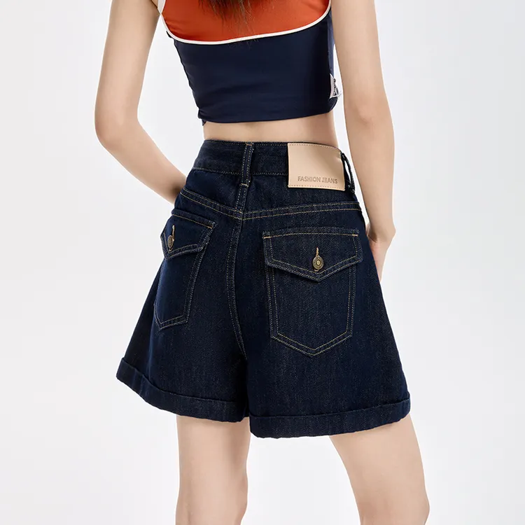 哥弟阿玛施正牛仔短裤女2025年夏季新款高腰卷边显瘦a字外穿时尚