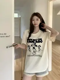 休闲风吸汗常规短袖刺绣圆领T恤显瘦薄款休闲百搭短款时尚夏季