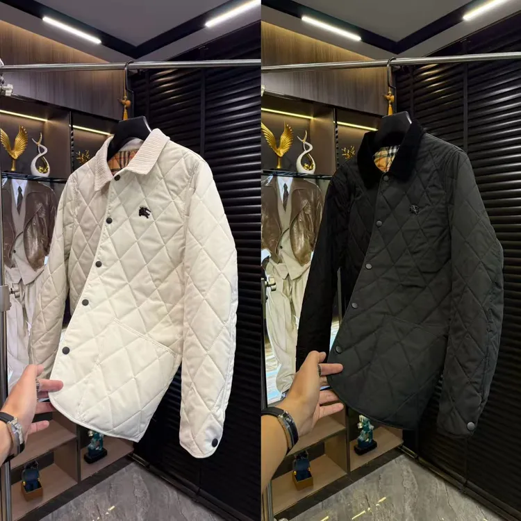 男士休闲修身棉服夹克外套时尚潮流高端大气秋冬百搭菱形格棉服