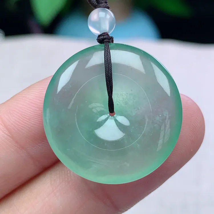 k缅甸天然翡翠A货25.3-5.6玉石冰种晴水甜绿平安扣吊坠礼物时尚