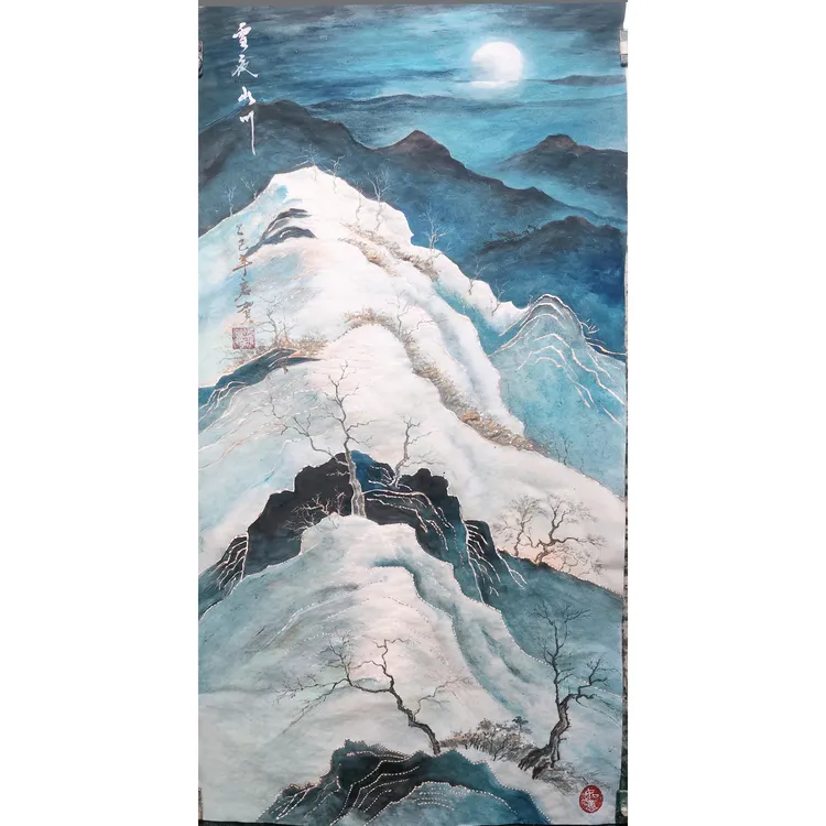 中式卷轴山水画宽50cm高10cm0客厅办公室装饰国画挂画