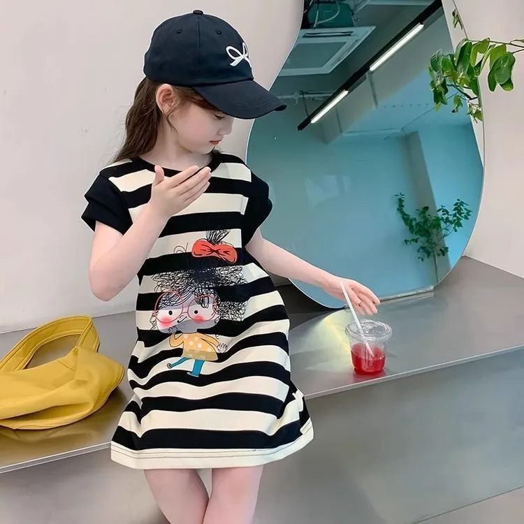 女童连衣裙夏装2025新款洋气儿童裙子夏季童装小女孩条纹公主裙潮