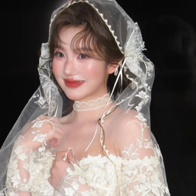 1390软纱森系蕾丝婚礼甜美风头纱