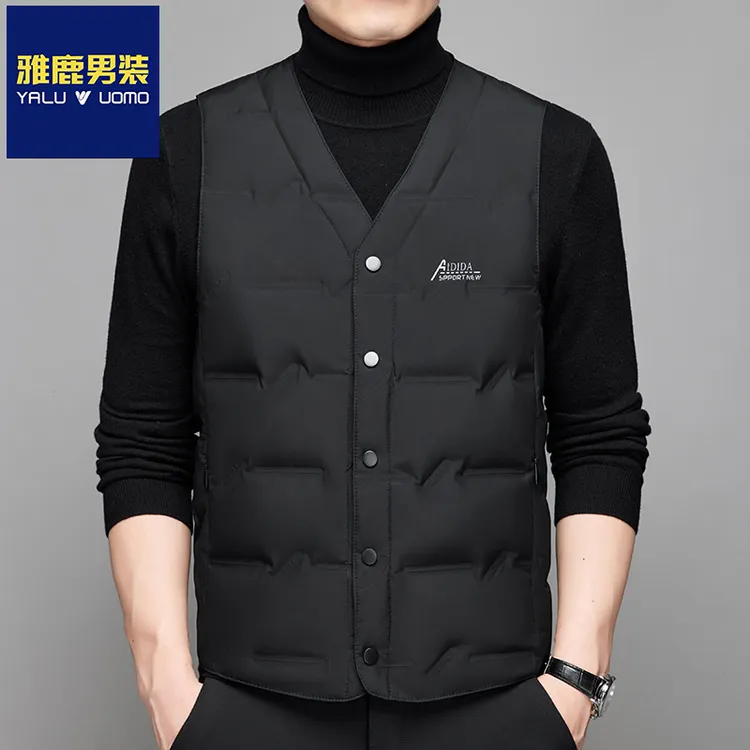 雅鹿男装鸭绒冬季男士羽绒背心舒适轻薄保暖上衣时尚潮流马甲外套