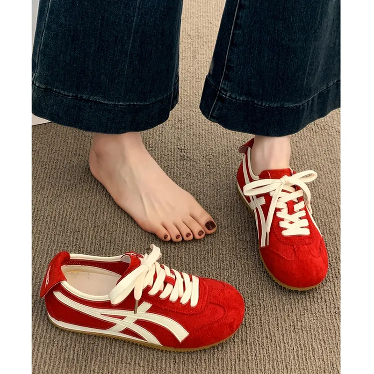 【DR官方正品】高级奢侈!2025潮女鞋子复古德训鞋红色休闲鞋