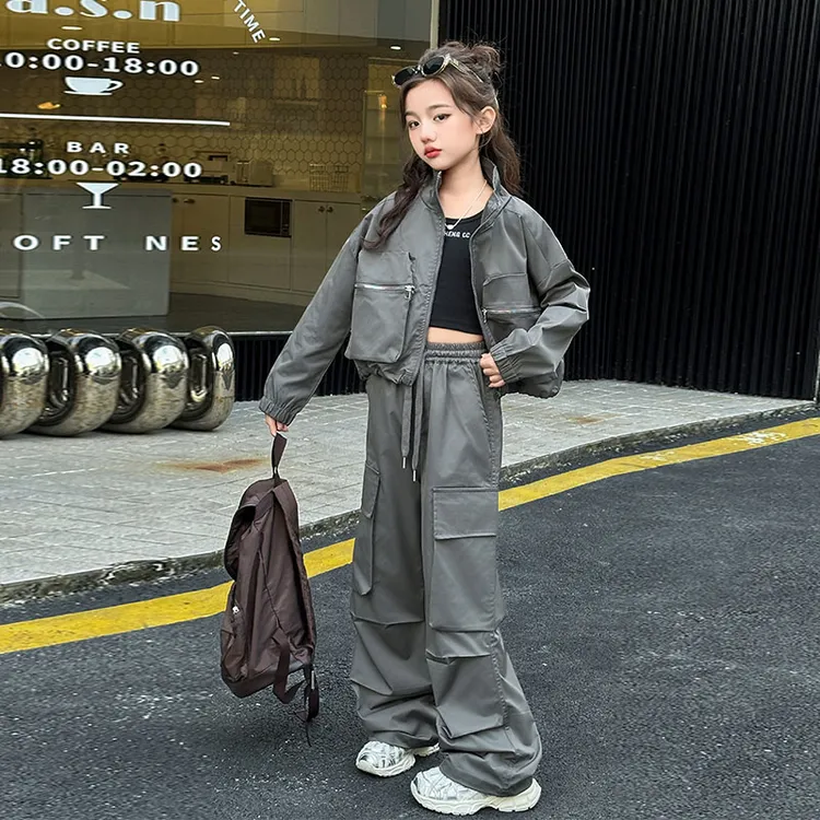 女童春秋款韩版休闲套装2025新款中大童儿童时髦洋气女孩工装春装