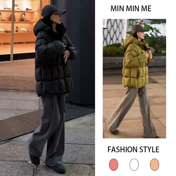 2025秋冬季新款设计感潮流肯豆风连帽棉服女加绒百搭休闲裤两件套