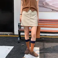 秋冬新款韩系高级感灯芯绒包臀短裙女百搭显瘦a字半身裙子