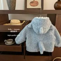 【甜品起司】cos小鲨鱼！原创男女宝宝中长款毛毛外套夹棉大衣