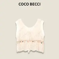 COCO BECCI 【刺绣海贝背心】刺绣镂空拼接亮片背心CFXYWB454010A