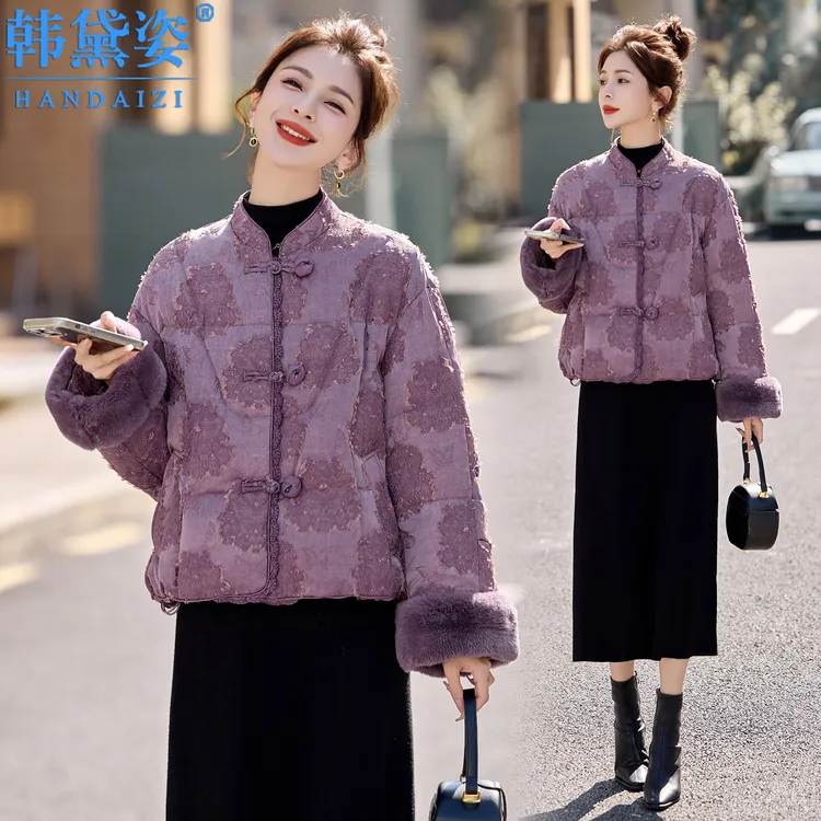 新中式中国风加厚羽绒服女短款2025冬新款时尚复古白鸭绒保暖外套