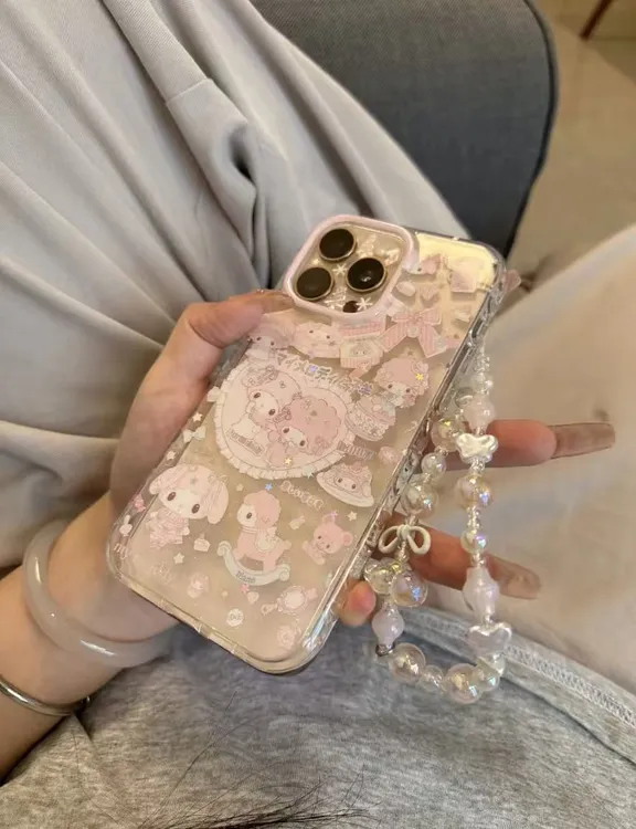 木马美乐蒂闪粉透明适用于苹果16promax手机壳iphone17/16/15/14