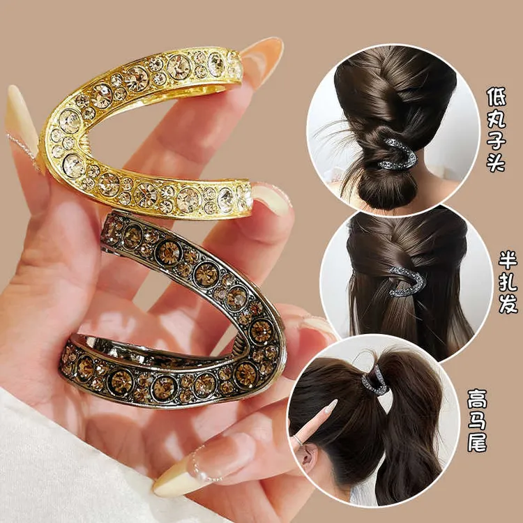 高马尾固定神器半扎丸子头发夹发卡女水钻u型小抓夹马尾夹子头饰~
