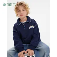 植木童装儿童卫衣2025秋季新款中大童设计感POLO领上衣男童卫衣