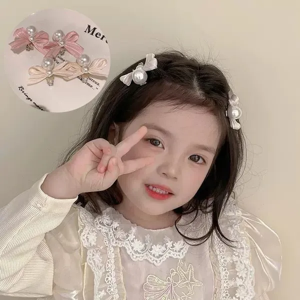 蝴蝶结珍珠头饰发夹女童宝宝韩版洋气可爱儿童小女孩发卡发饰
