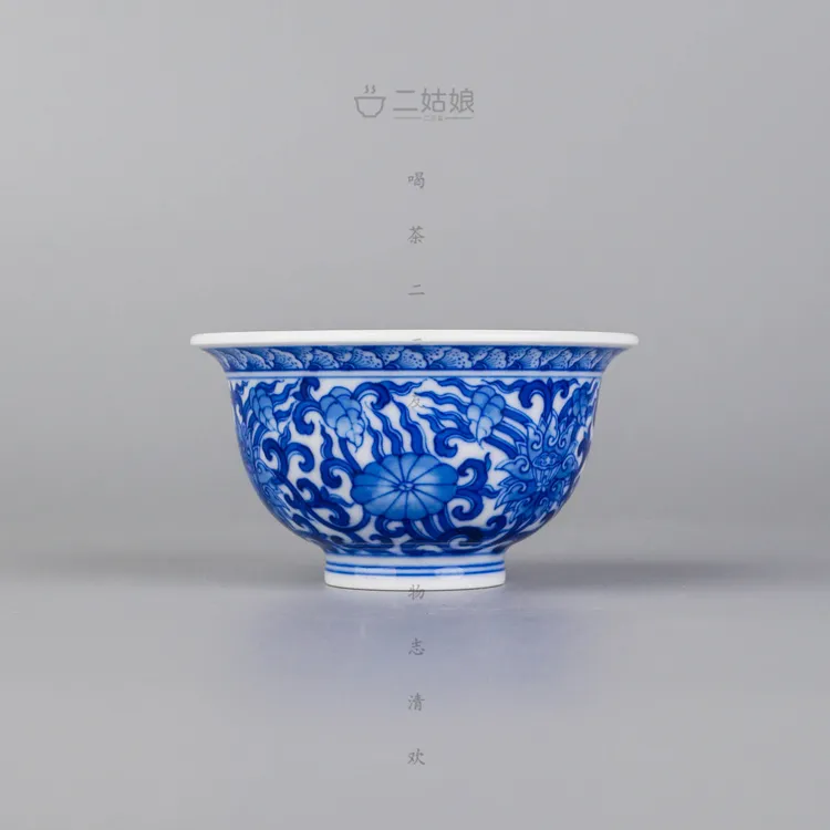 九段烧九段妙手一鹭莲升小压手杯【景德镇茶全手工具72ml】