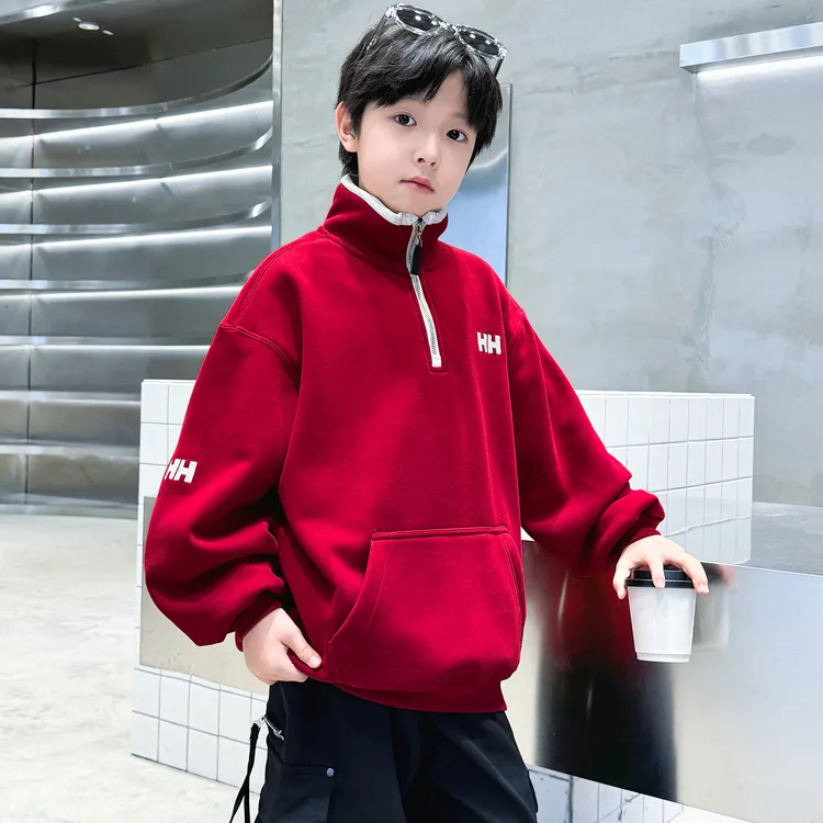 男童本命年红色卫衣2025新款儿童加绒拜年服中大童新年衣服中国风