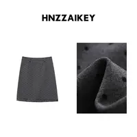HNZZAIKEY 氛围感波点蕾丝花边高腰A字半身短裙ZY3318