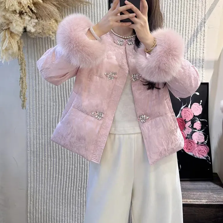 803新中式国风提花棉服冬季显瘦气质减龄百搭加厚保暖外套女团