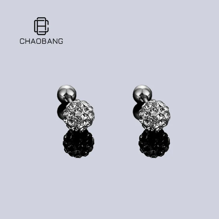 chaobang/潮邦 钛钢耳饰 满天星小星球耳钉轻奢耳饰螺纹耳骨钉ins