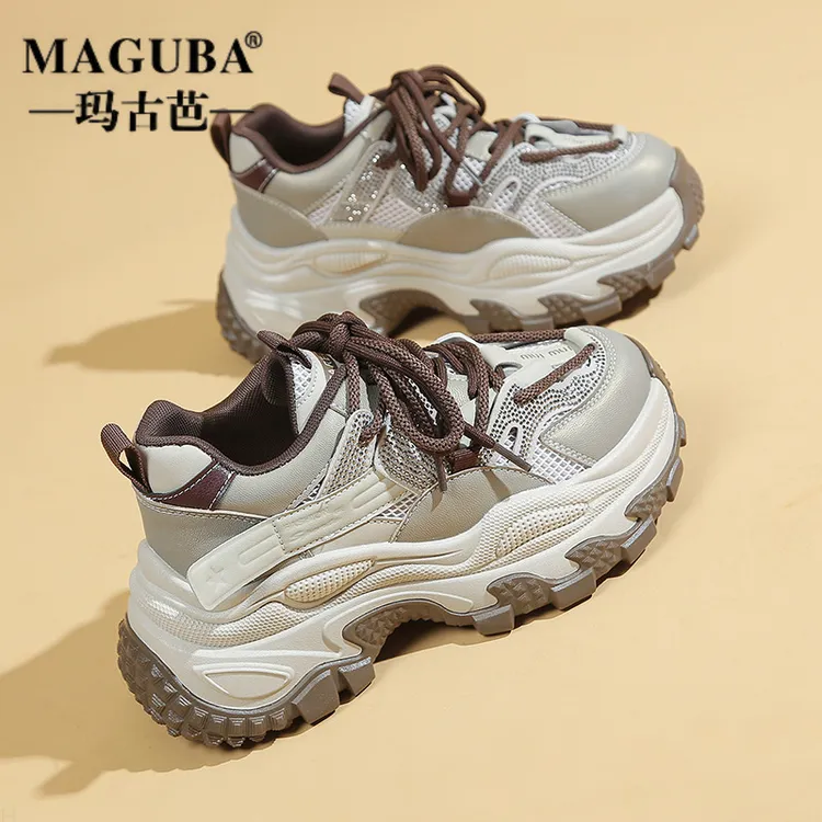 MAGUBA/玛古芭复古老爹鞋女厚底增高透气休闲鞋潮款时尚百搭女鞋