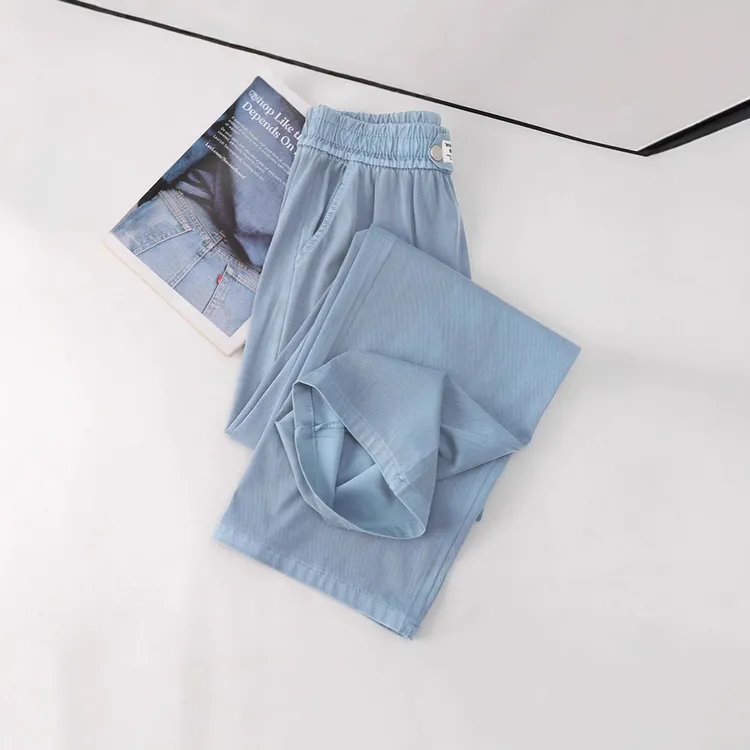 牛仔阔腿裤女春夏2025新款小个子高腰梨形身材休闲长裤子