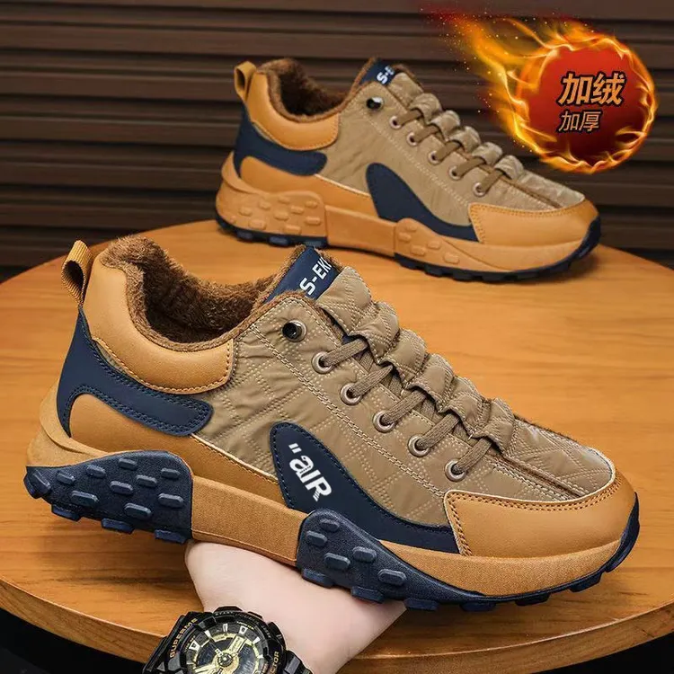 大码男鞋45-46冬季男鞋新款加绒男运动劳保鞋棉鞋休闲百搭工装鞋