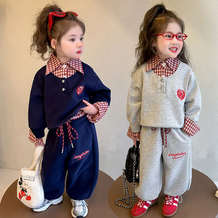女童套装洋气韩版时髦儿童休闲卫衣两件套小女孩宝宝秋装2025新款