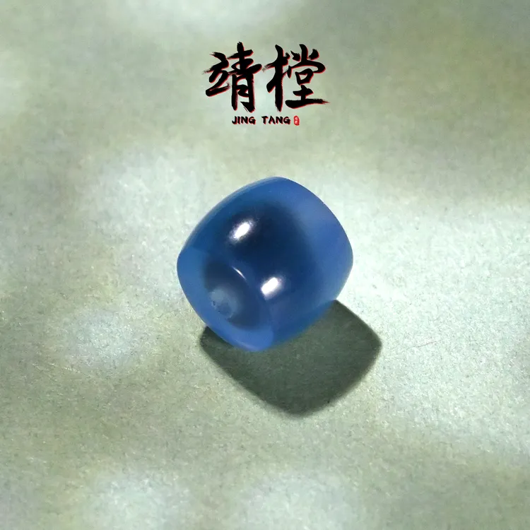 8MM蓝糖心玛瑙直切桶珠散珠文玩手串手链配饰配珠腰珠单珠溏心