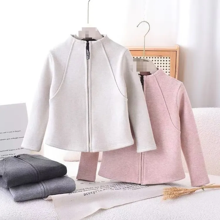 女童立领修身保暖衣校服加绒加厚秋冬内搭儿童拉链开衫外套