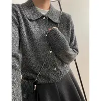 【丹姐家~花纱爱心扣开衫】娃娃领设计感针织开衫