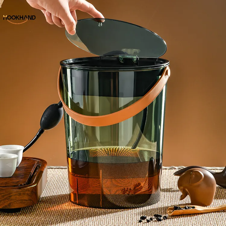严选透明茶渣桶家用茶水桶办公室手提式带盖茶叶垃圾过滤废水桶茶