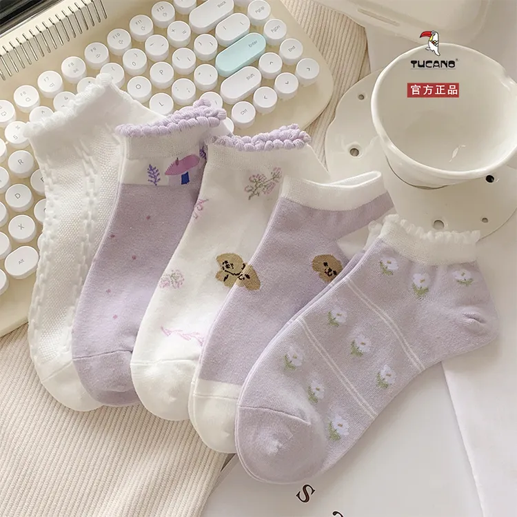 TUCANO纯棉防臭袜子女士短袜夏季薄款透气网眼夏天舒适女袜不掉跟