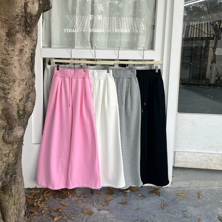 赵小小【时髦懒人舒适区～】L-99158 加绒加厚卫裤阔腿裤拖地长裤女