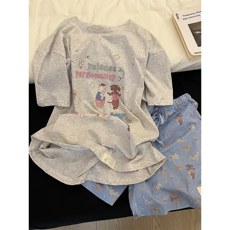 【卡通小狗】韩系可爱休闲睡衣女夏季爆款短袖短裤可外穿家居服套装