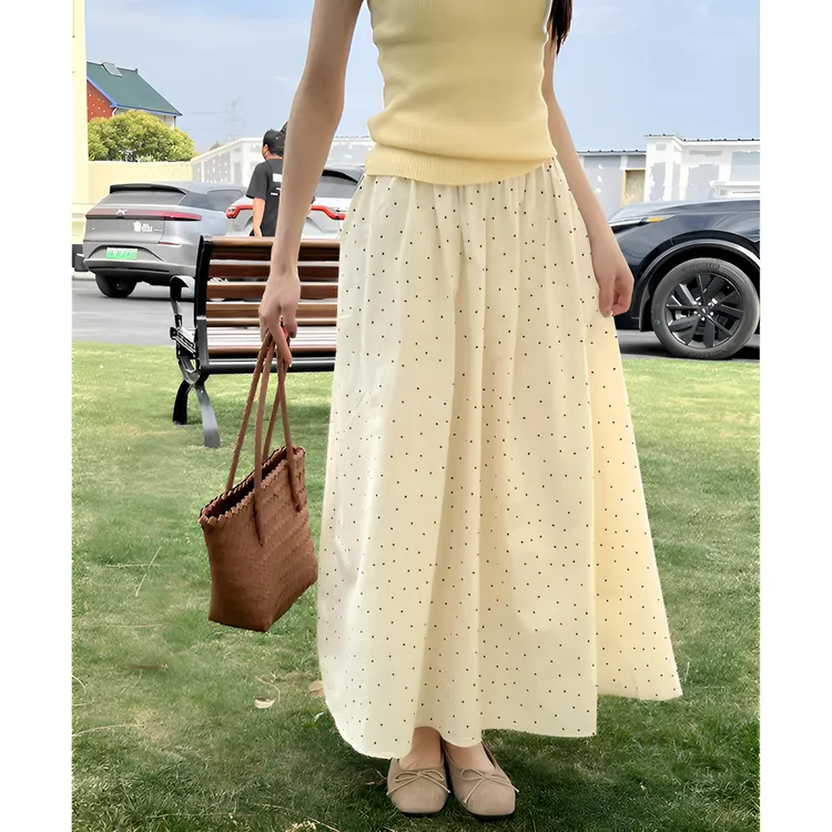 波点半身裙女2025新款大码胖mm显瘦长款a字裙梨形身材遮胯百褶裙