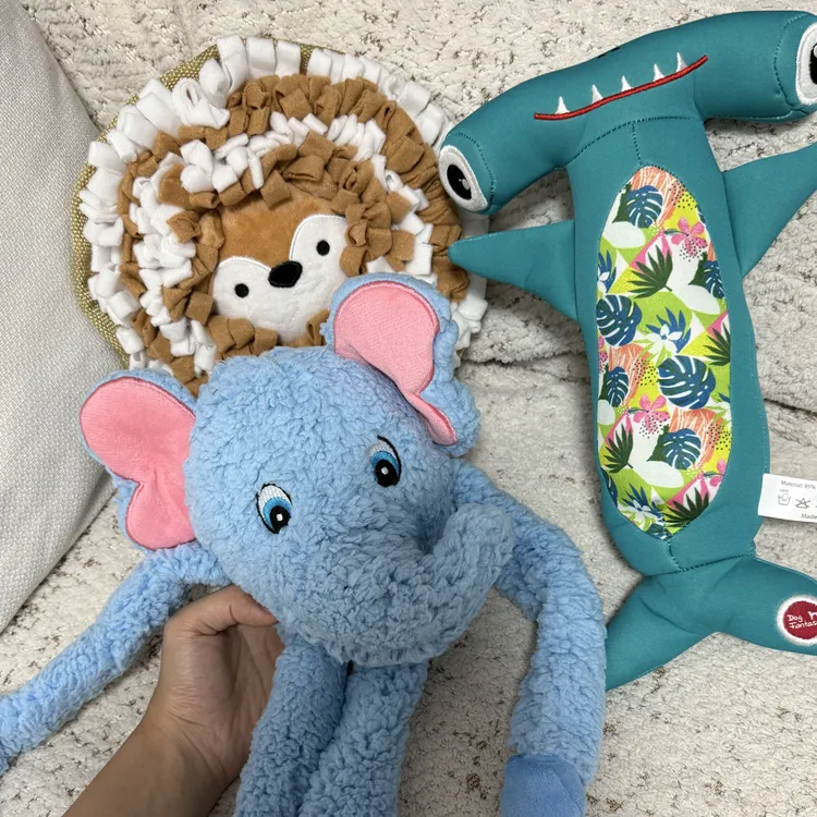 小象松鼠飞盘浮水鲨鱼狗狗玩具三件套