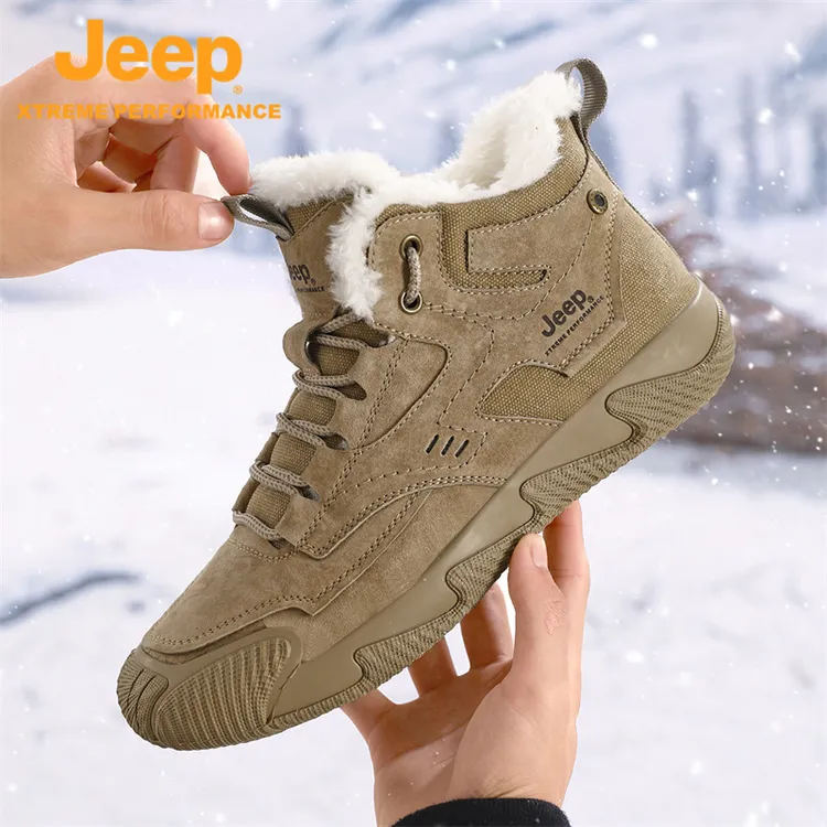JEEP吉普鞋子男女同款秋冬季新款休闲雪地靴防滑徒步登山鞋马丁鞋