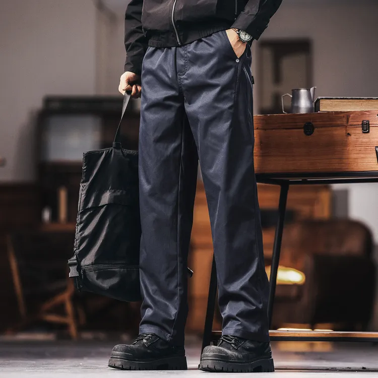 格蓝鹿美式复古直筒男士休闲裤2025秋季新款宽松垂感锥形冲锋裤子