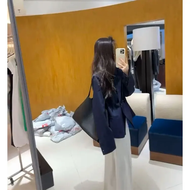 2025春季新款chic网红韩版通勤休闲西装外套女配高腰垂感半身长裙
