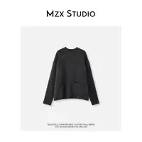 MZX 秋季含羊毛慵懒感口袋设计圆领长袖毛织上衣毛衣 SY10528-C