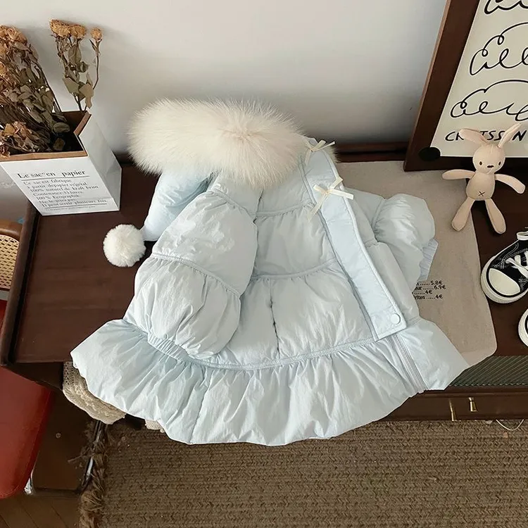 儿童羽绒服2025冬季新款宝宝甜美90白鸭绒羽绒服女童加厚保暖外套