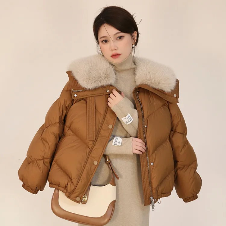 厚款时尚毛领短款羽绒棉服年新款韩版宽松小个子棉袄冬季棉衣外套