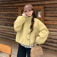 【加绒】慕兔法式立领短款工装加绒短外套女冬新款宽松百搭显瘦上衣