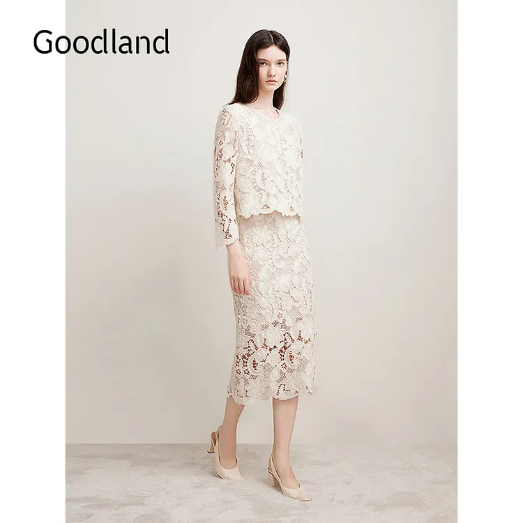 Goodland美地尤莱特春夏法式镂空艺术衬衫蕾丝温柔风上衣