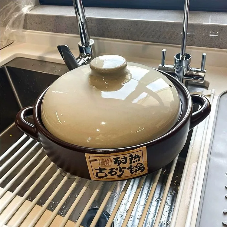 德明砂锅煲家用炖汤砂锅煤气灶专用干烧不裂耐高温陶瓷煲仔饭砂锅