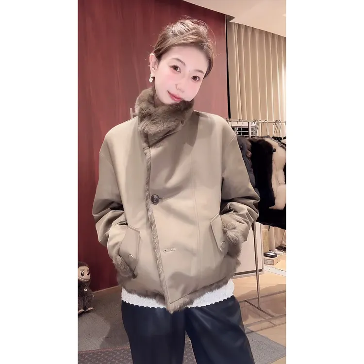 DEDM•STUDIO/气质高级感轻奢两面穿毛毛夹克外套2510PMYT/55115