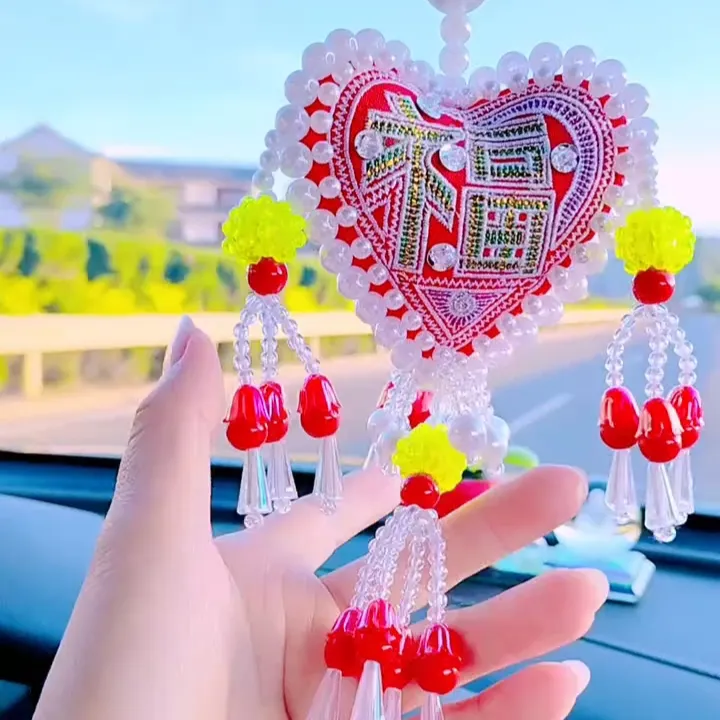 原创设计手工刺绣平安福汽车挂件，2025新款汽车挂件，后视镜挂件