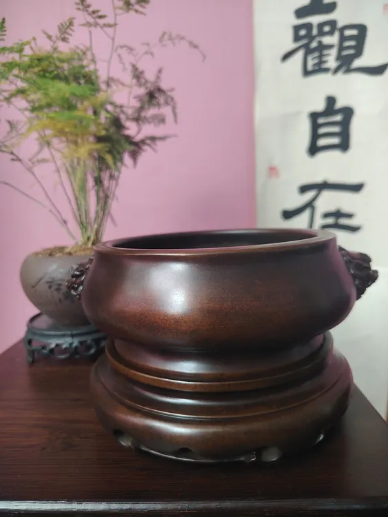 苏工狮耳炉插香纯铜香炉纯铜家用香炉熏香宣得炉供炉